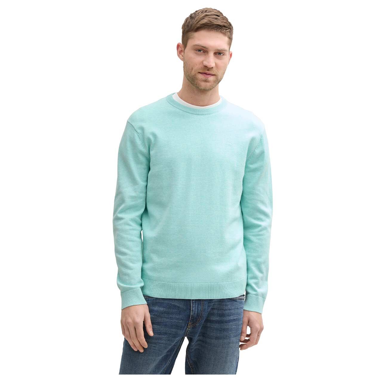 Tom Tailor Herren Pullover Basic Crewneck Knit soft mint green melange