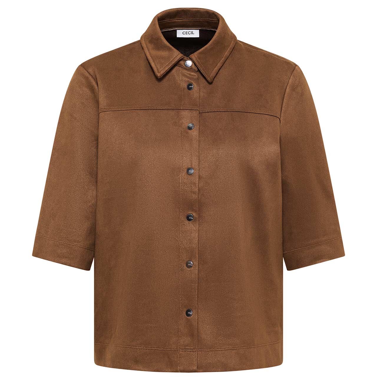 Cecil Damen 3/4 Arm Bluse Velours mocha caramel