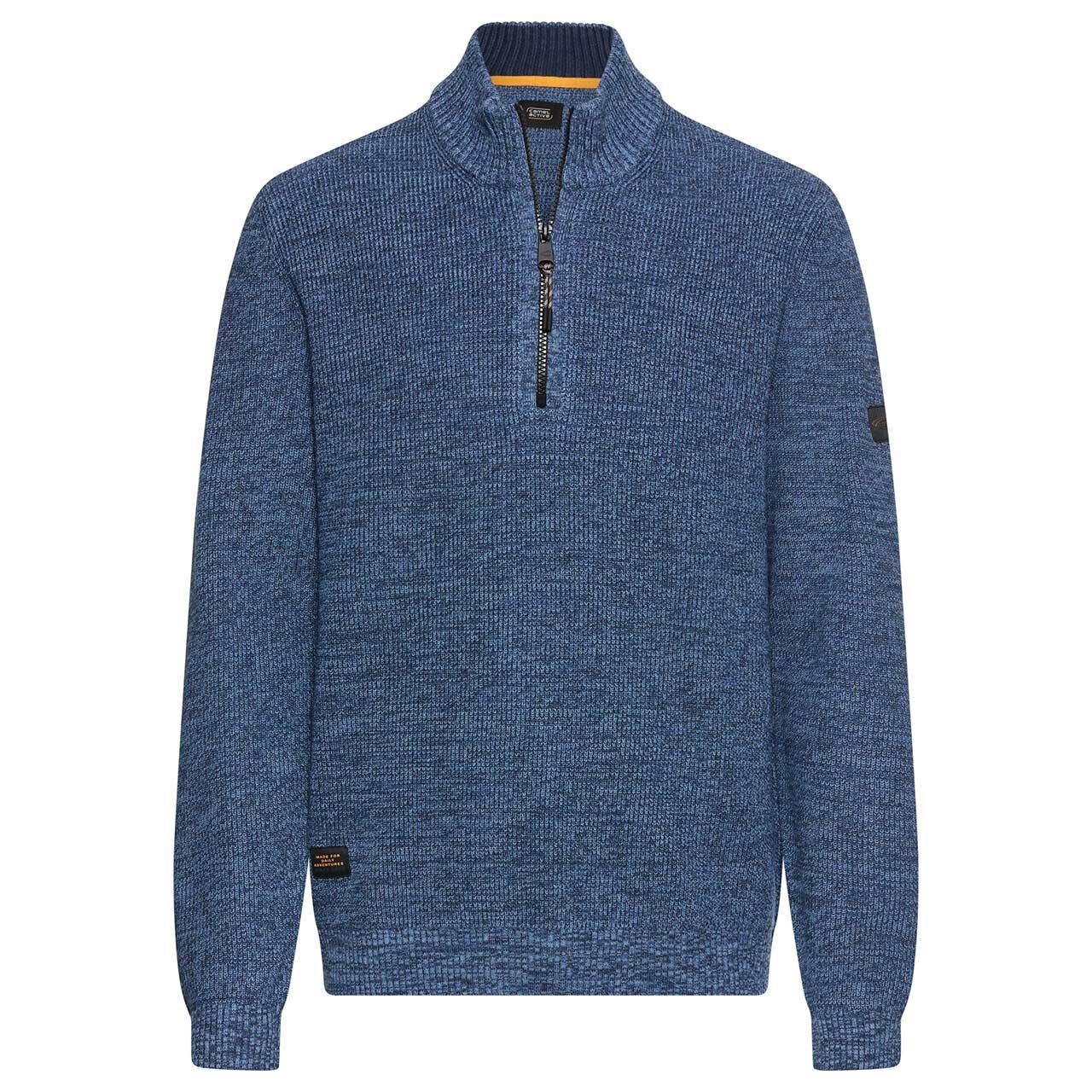Camel active Herren Pullover Troyer dark tinted blue melange