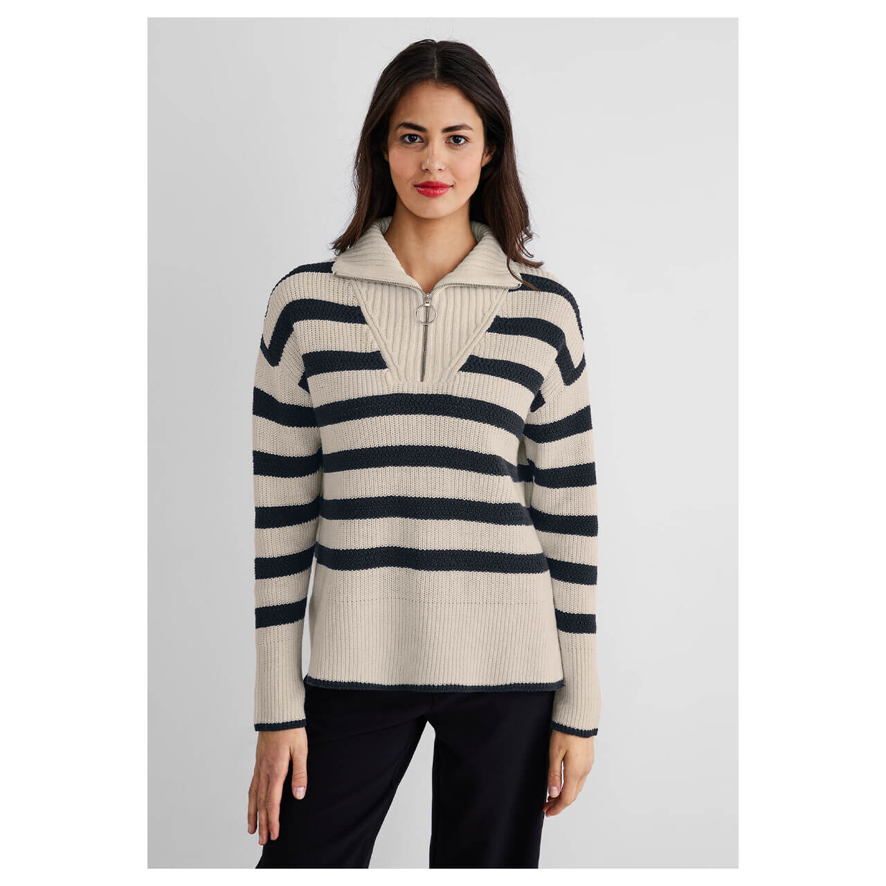 Street One Troyer Pullover smooth sand blue