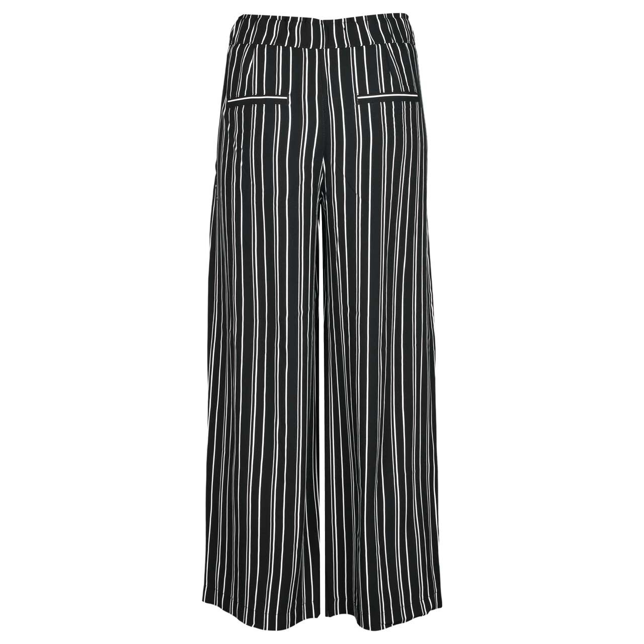 Damen Ankle Hose Wide Leg von Street One Studio in Schwarz gestreift , Rückansicht