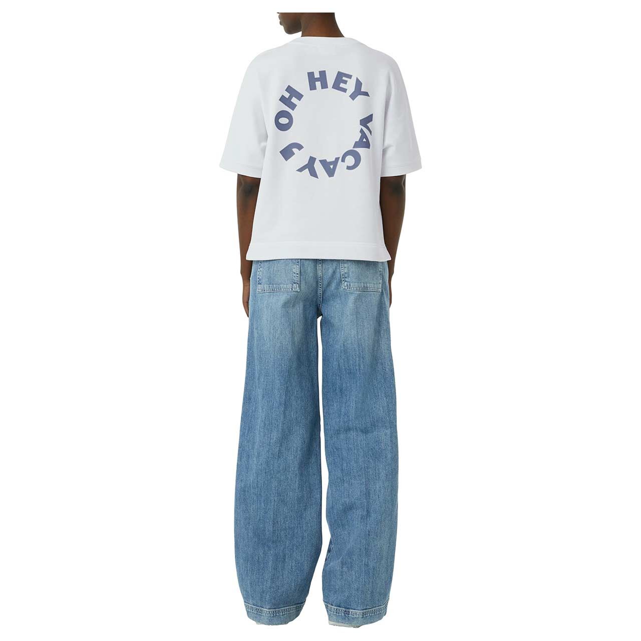 Comma Damen Kurzarm Sweatshirt white placed print