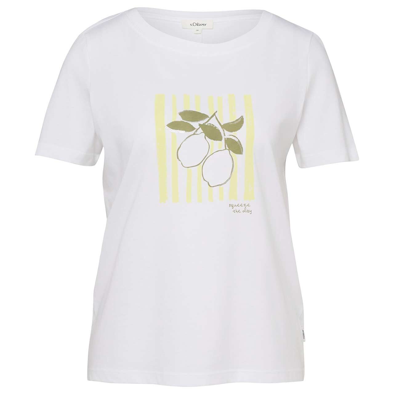 s.Oliver Damen T-Shirt white lime print