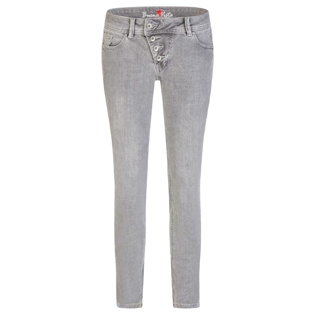 Damen Ankle Jeans Malibu Cropped Stretch Denim in Grau angewaschen, Vorderansicht