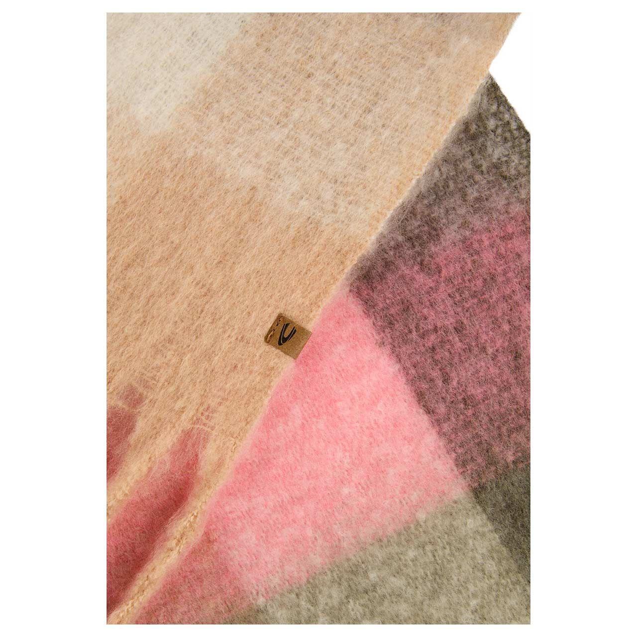 Damen Schal von Camel active in Rosa kariert, Detailansicht Logo