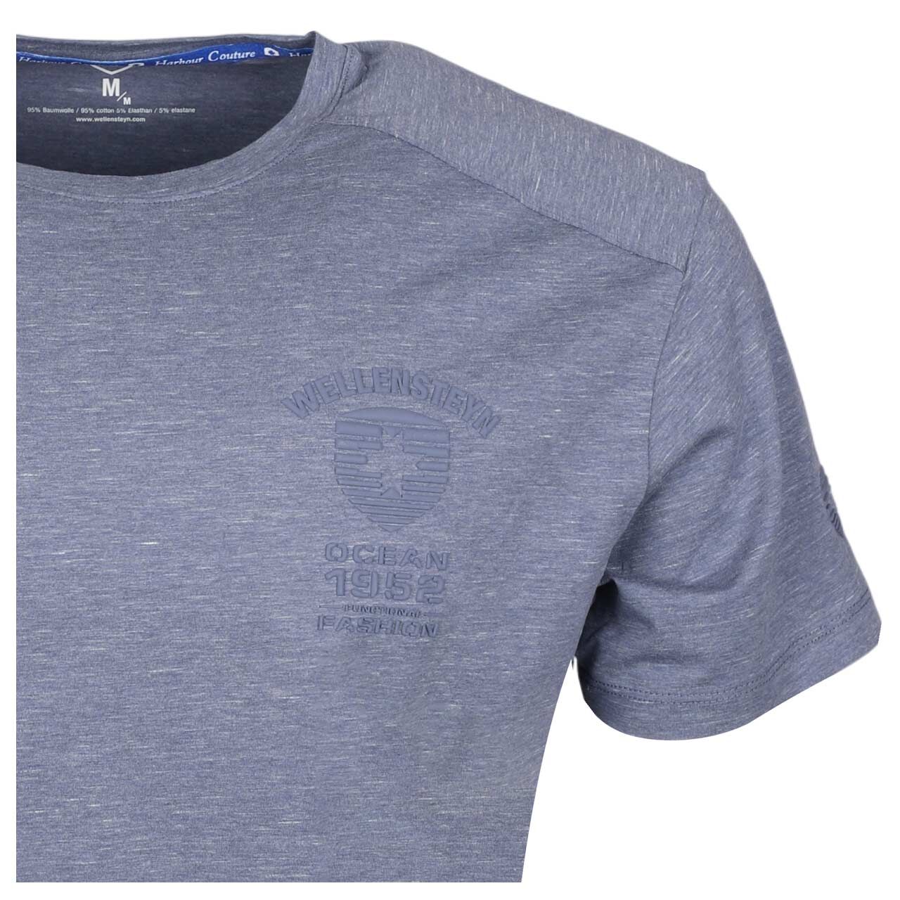 Herren T-Shirt von Wellensteyn in Blau meliert, detaillierte Vorderansicht