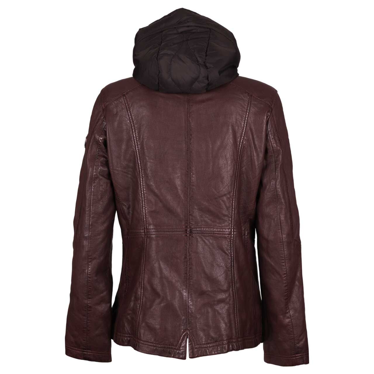 Damen Lederjacke Taja von Mauritius in Burgunderrot, Rückansicht