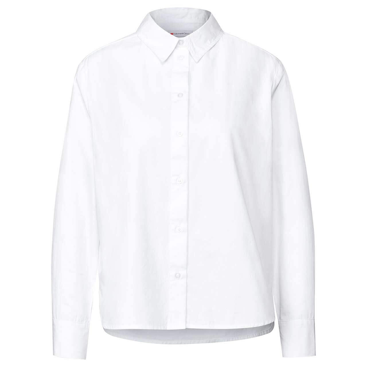 Street One Damen Langarm Bluse Cotton Shirtcollar white