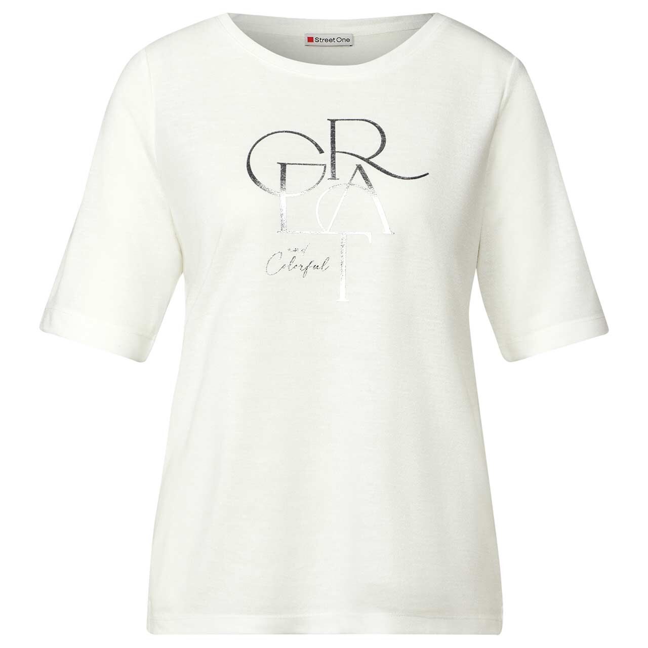 Street One Damen T-Shirt Partprint off white