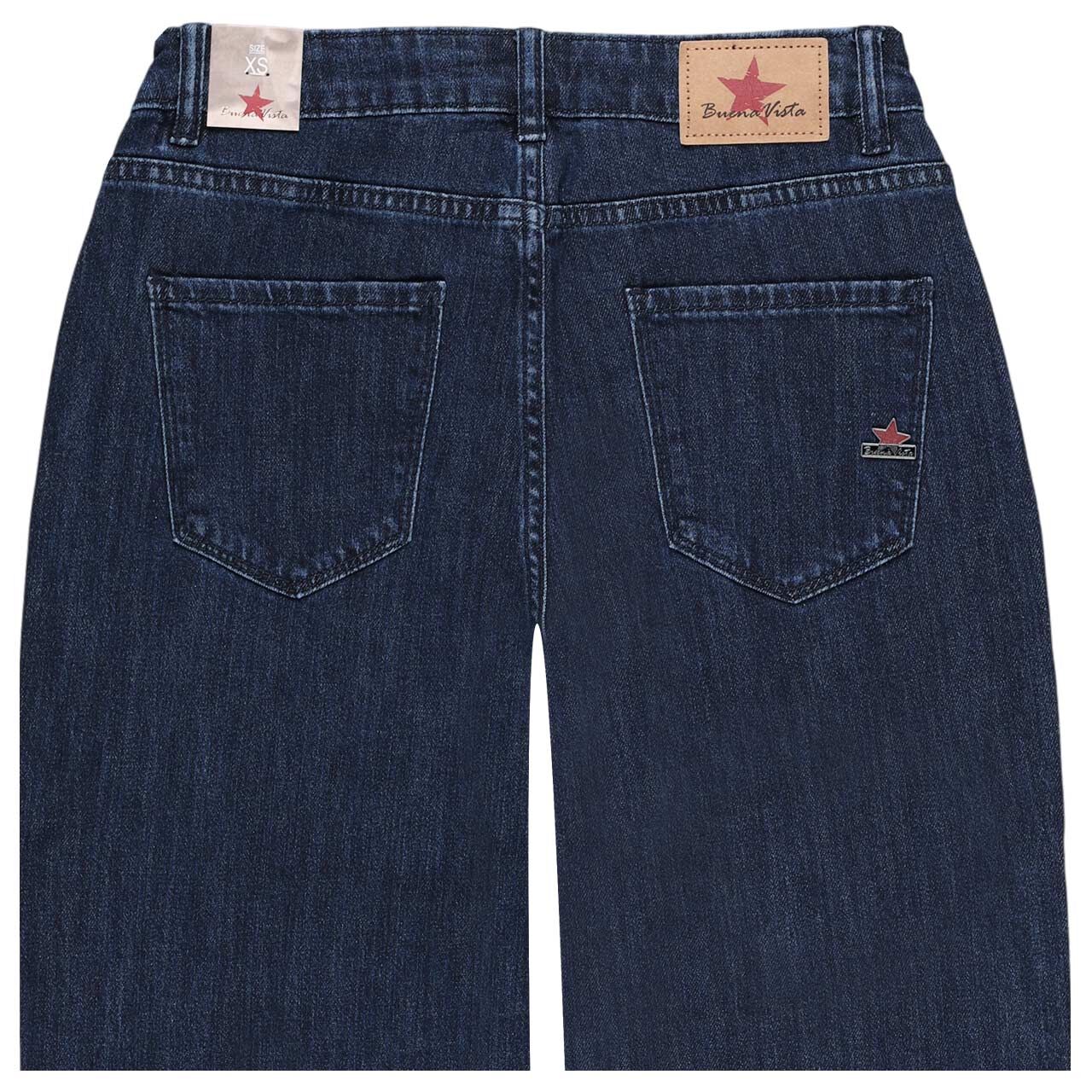 Damenjeans Wide Leg Stretch Denim von Buena Vista in Dunkelblau angewaschen, detaillierte Rückansicht