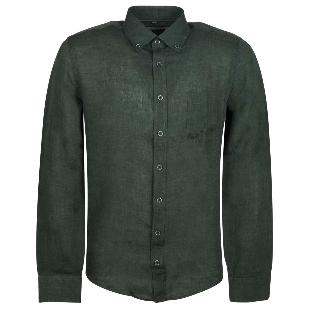 Casa Moda Herren Leinen Langarm Hemd dark green