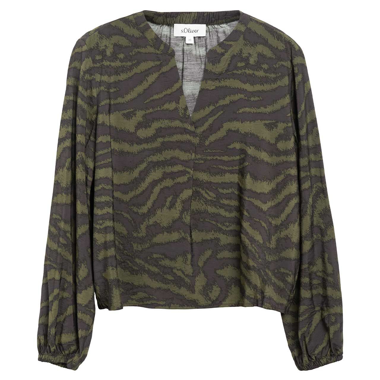 s.Oliver Damen Langarm Bluse khaki allover print