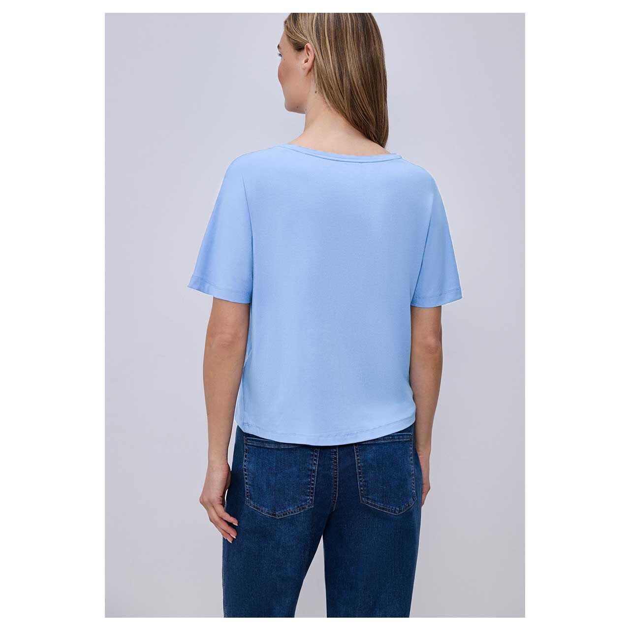 Damen T-Shirt Crista von Street One in Hellblau, Rückansicht am Model