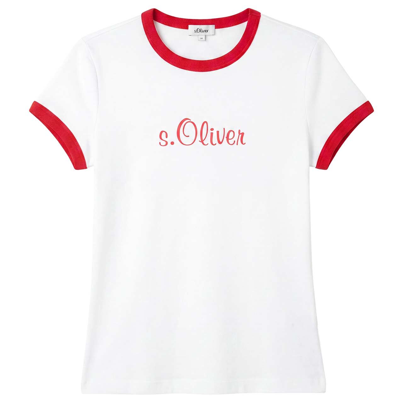 s.Oliver Damen T-Shirt white red placed print