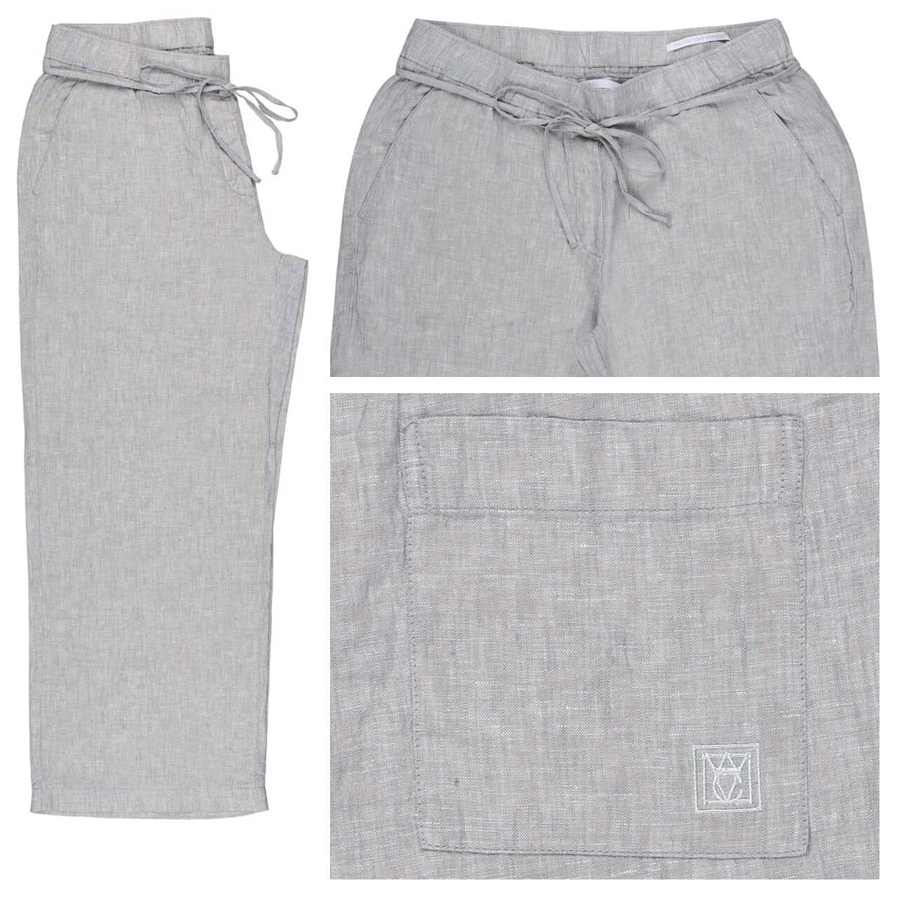 MAC Chiara Belt 7/8 Leinenhose light blue grey melange