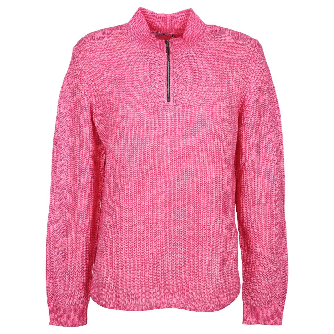 Cecil Damen Sweatshirt Troyer Chunky Zipper pink flash melange
