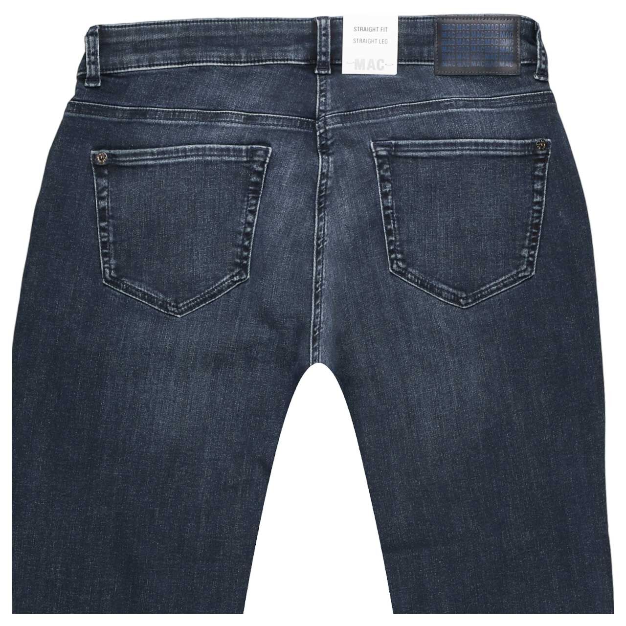 Stretch Damen Cropped Ankle Jeans Sue von MAC in Dunkelblau angewaschen, detaillierte Rückansicht