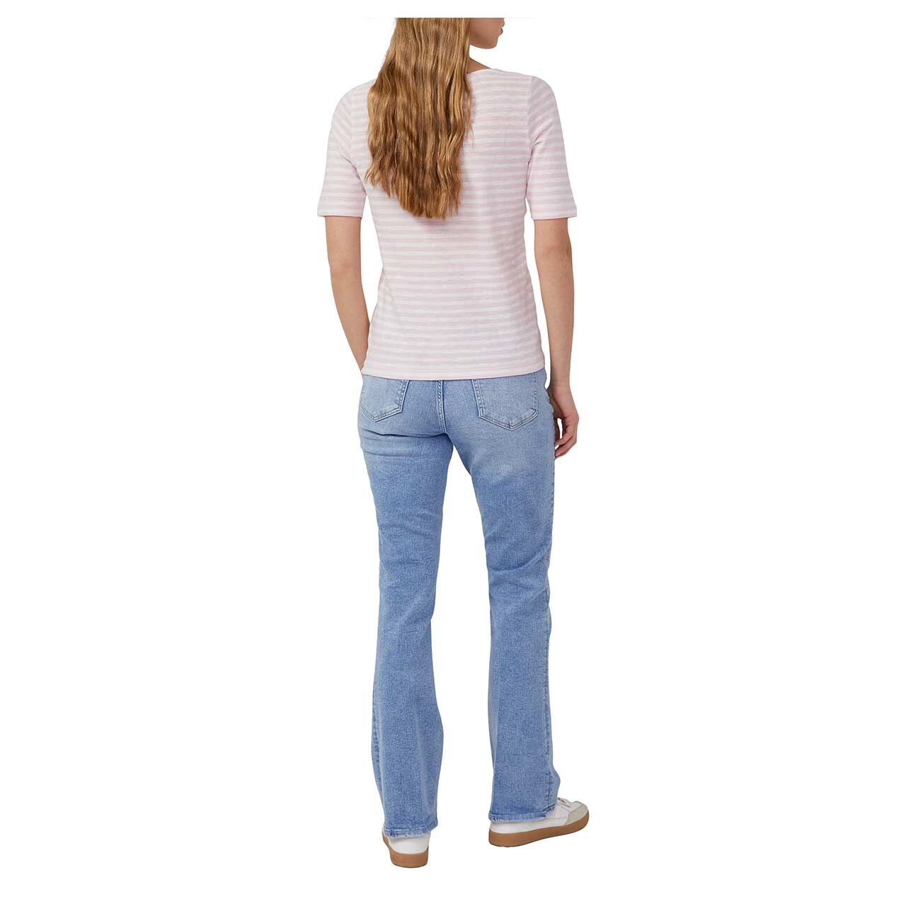 s. Oliver Damen T-Shirt in Rosa gestreift mit der Farbnummer 41G3, Rückansicht Ganzkörper