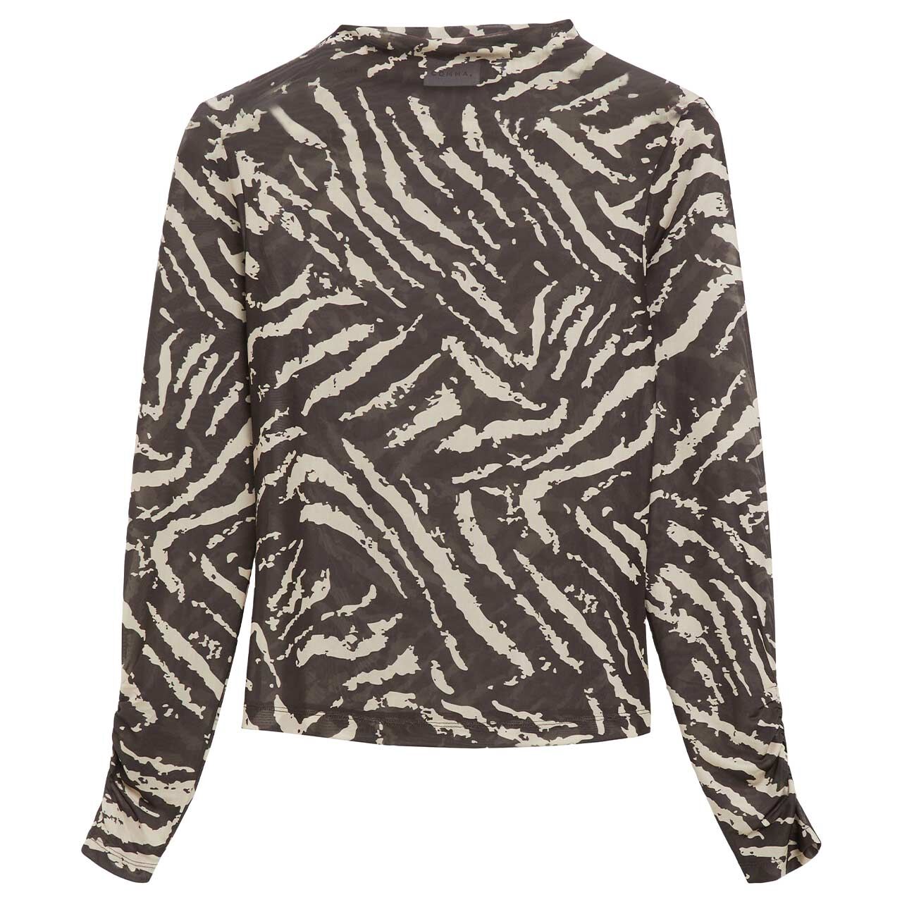 Comma Damen Langarm Shirt brown mesh allover print