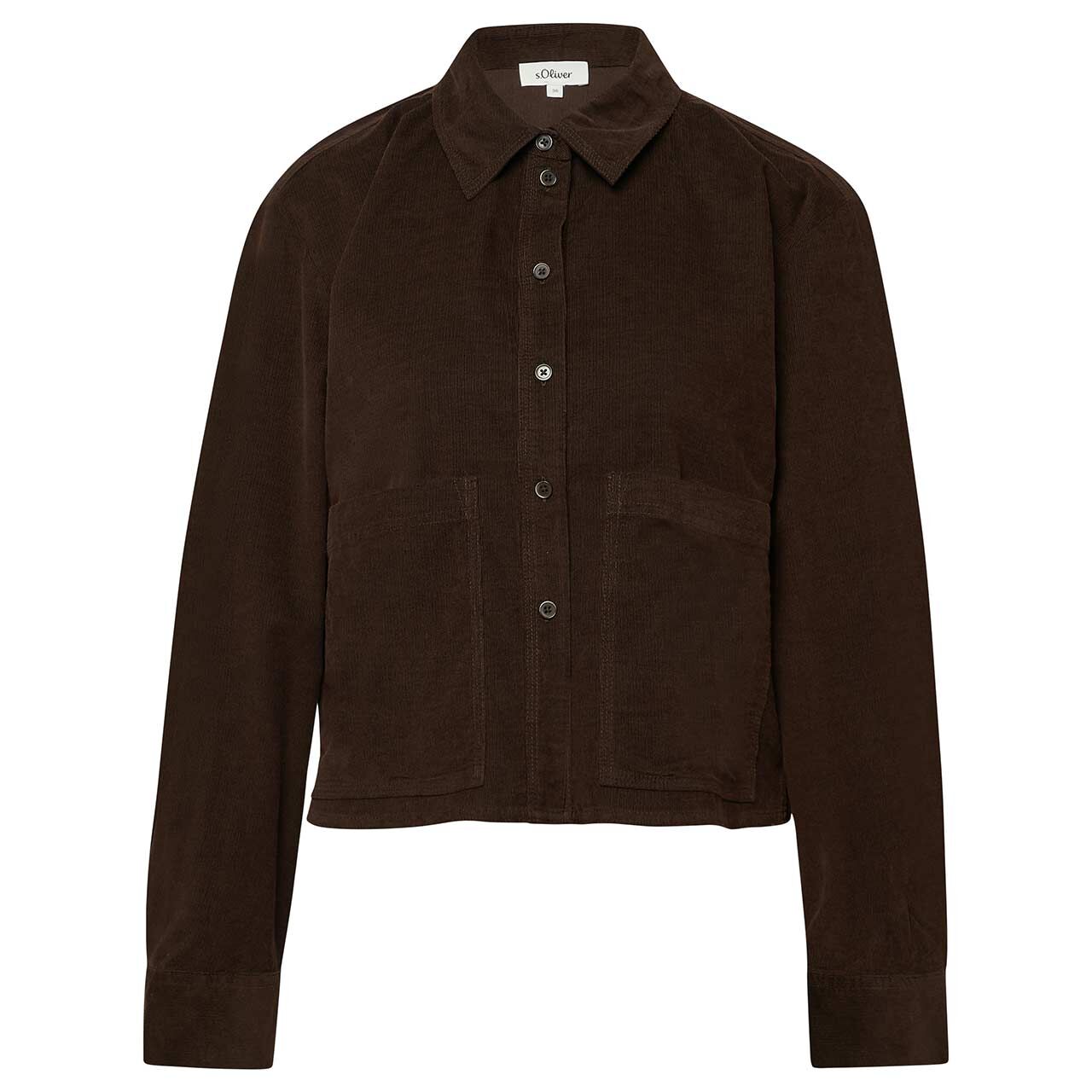 s.Oliver Damen Langarm Cord Bluse coffee brown