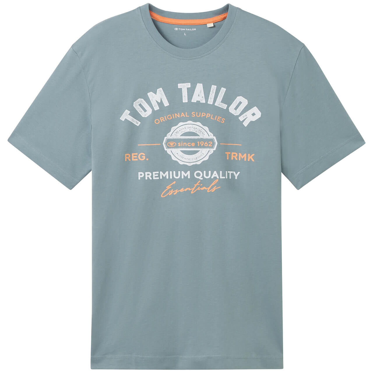 Tom Tailor Herren T-Shirt grey mint logo print
