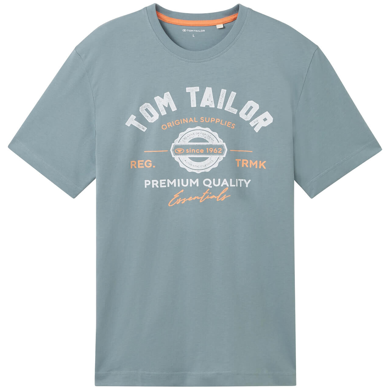 Tom Tailor Herren T-Shirt grey mint logo print Tom Tailor Herren T-Shirt grey mint logo print