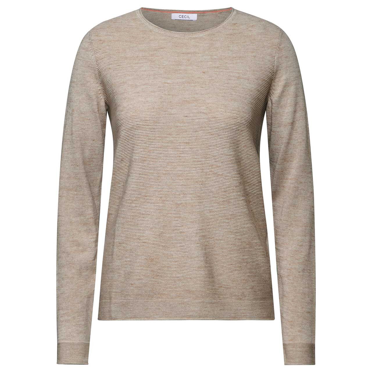 Cecil Damen Pullover Structured Roundneck oak wood beige heather melange