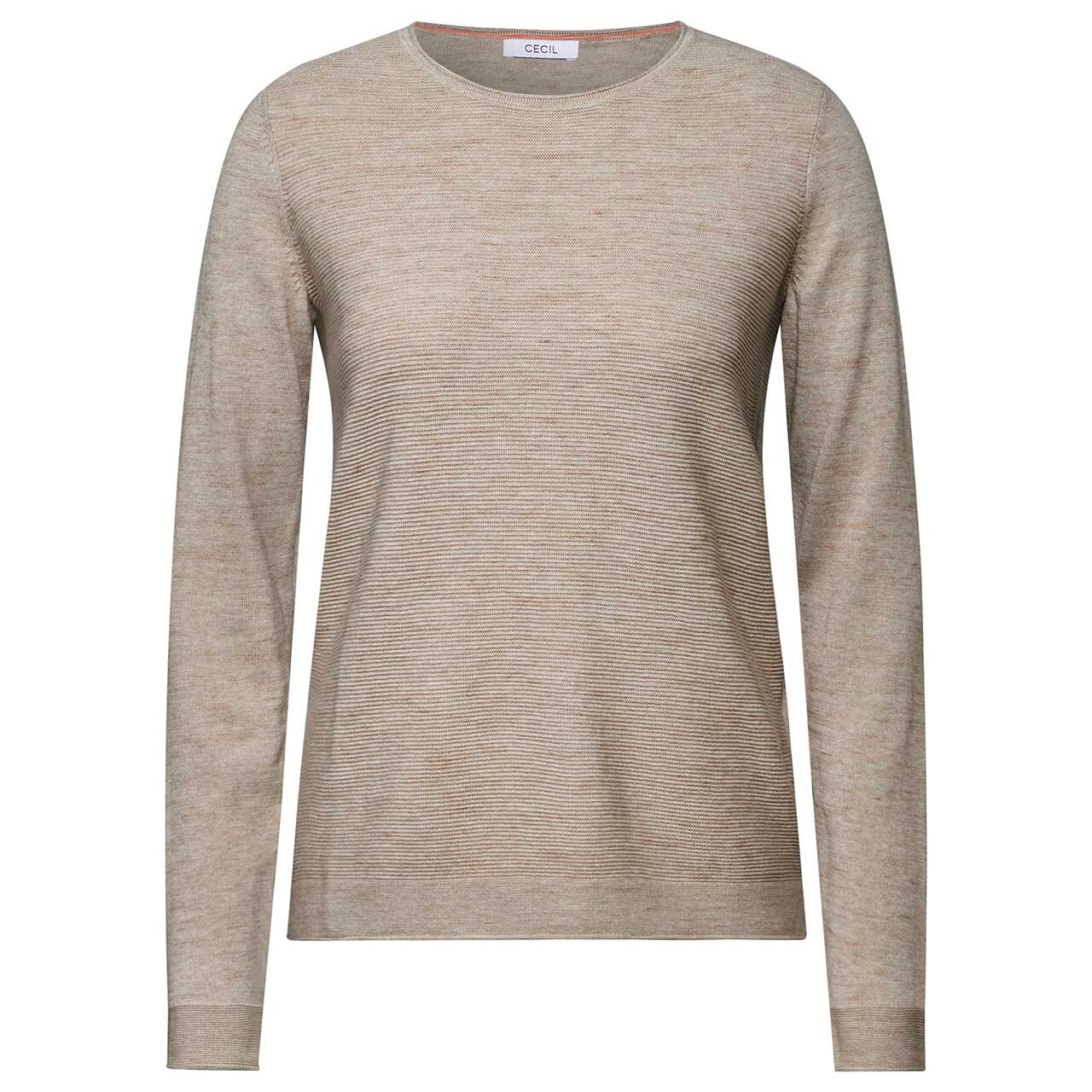 Cecil Damen Pullover Structured Roundneck oak wood beige heather melange Cecil Damen Pullover Structured Roundneck oak wood beige heather melange