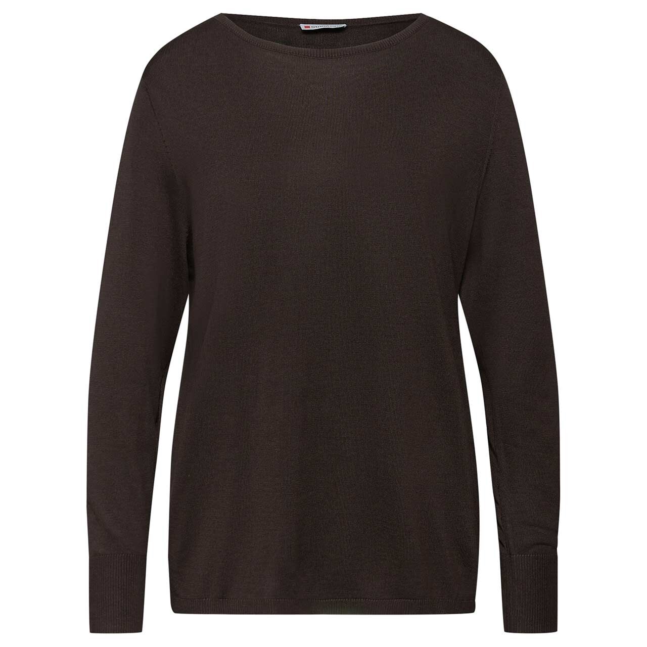 Street One Damen Pullover Rounded U-Boat Neck deep roast brown