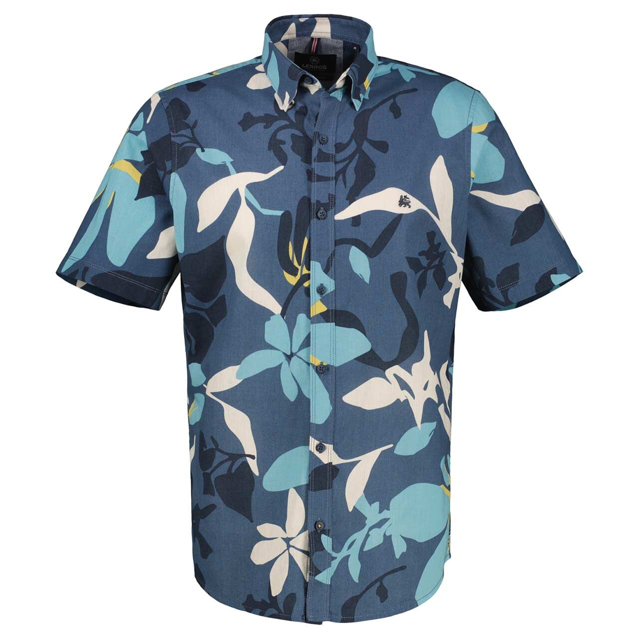 Lerros Herren 1/2 Arm Hemd floral crispy blue