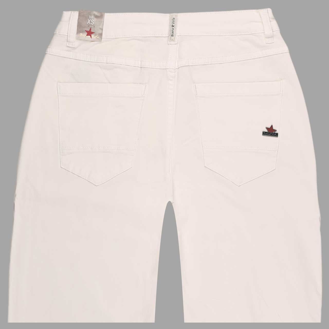 Damen Baumwollhose Anna C 7/8 Straight Summer Twill von Buena Vista in Cremeweiß, detaillierte Rückansicht