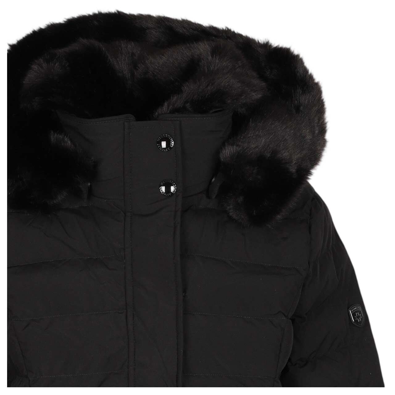 Damen Jacke Santorin Super Long von Wellensteyn in Schwarz, detaillierte Vorderansicht