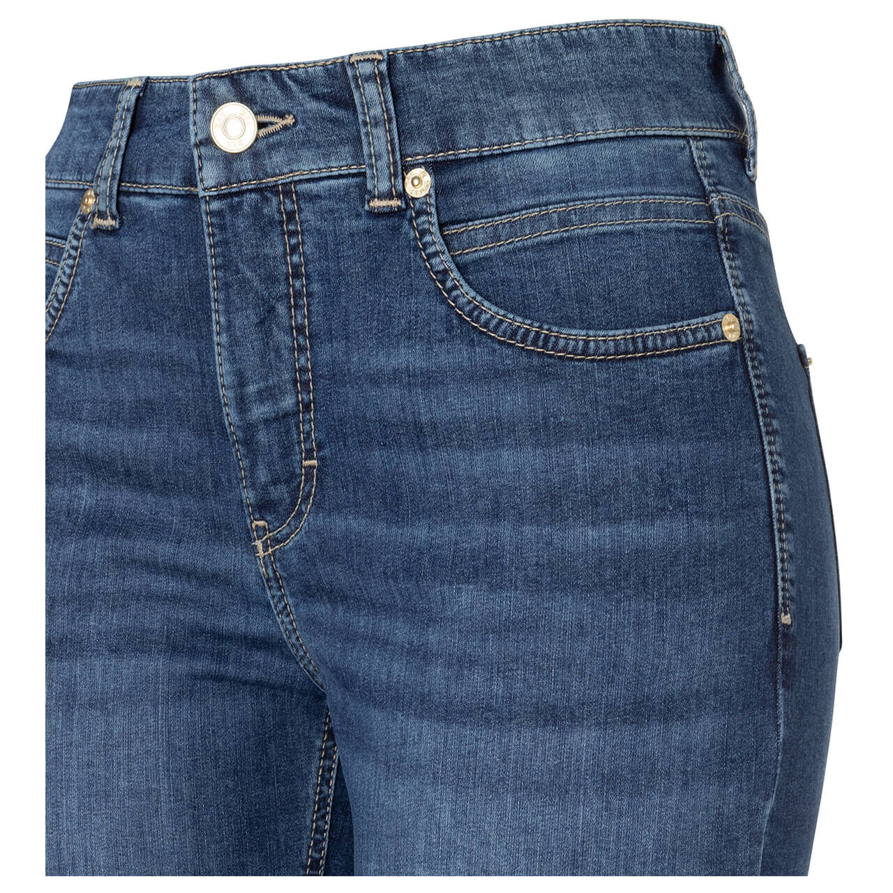 Stretch Damen Cropped Ankle Jeans Sue von MAC in Mittelblau angewaschen, Rückansicht