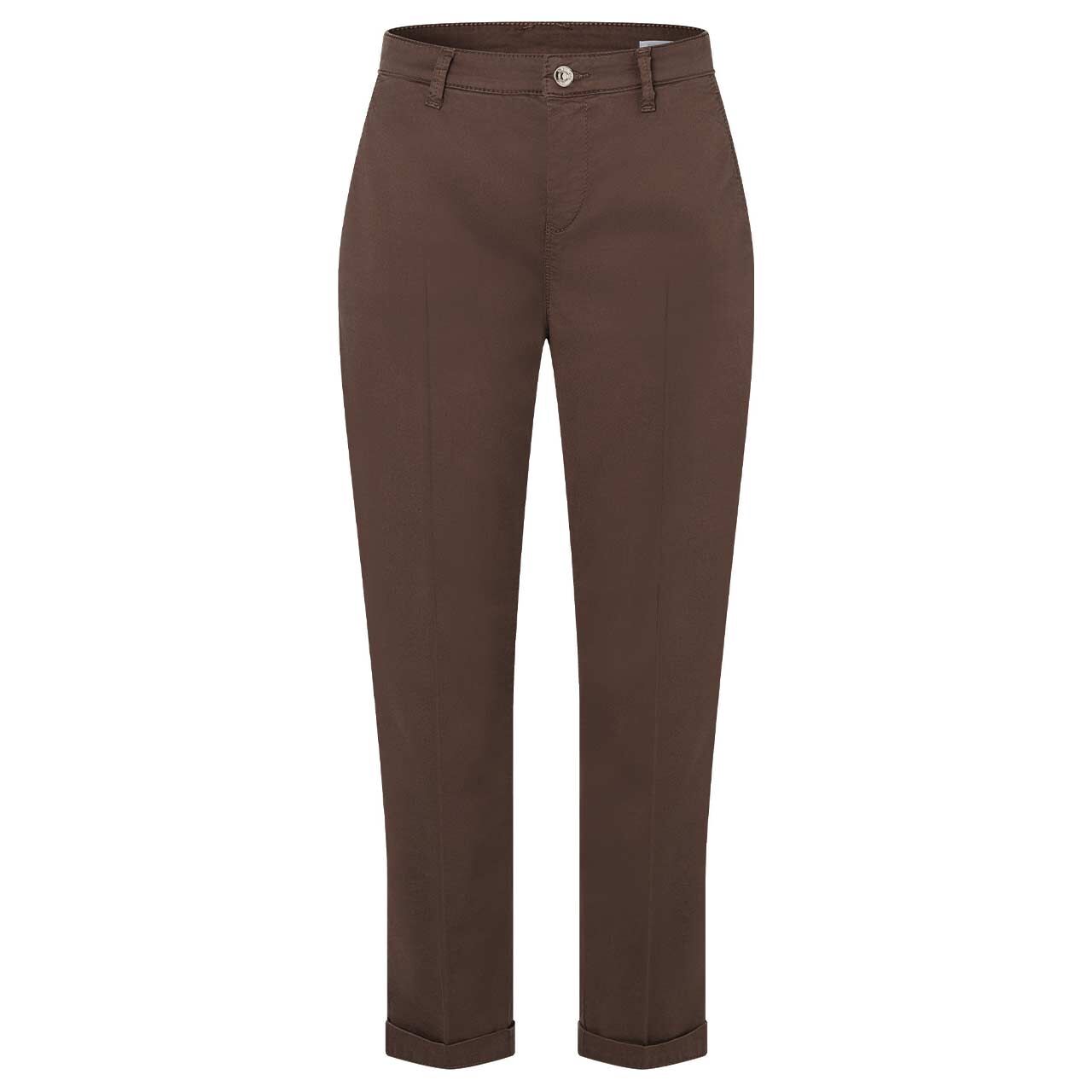 Damen 7/8 Baumwollhose Chino von MAC in Dunkelbraun, Vorderansicht