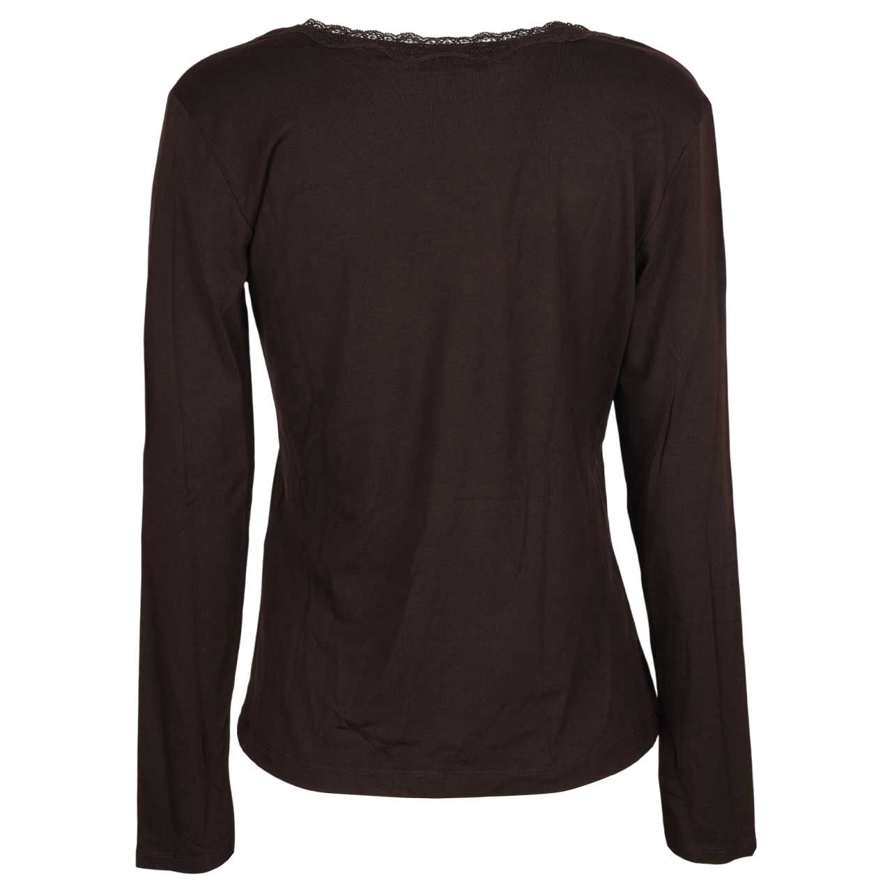Damen Langarm Shirt With Lace von Street One Studio in Dunkelbraun mit der Farbnummer 17850, Rückansicht