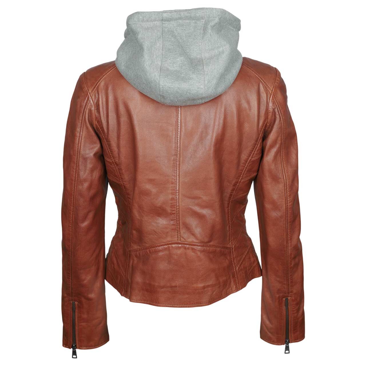 Damen Lederjacke Alva von Mauritius in Braun, Rückansicht
