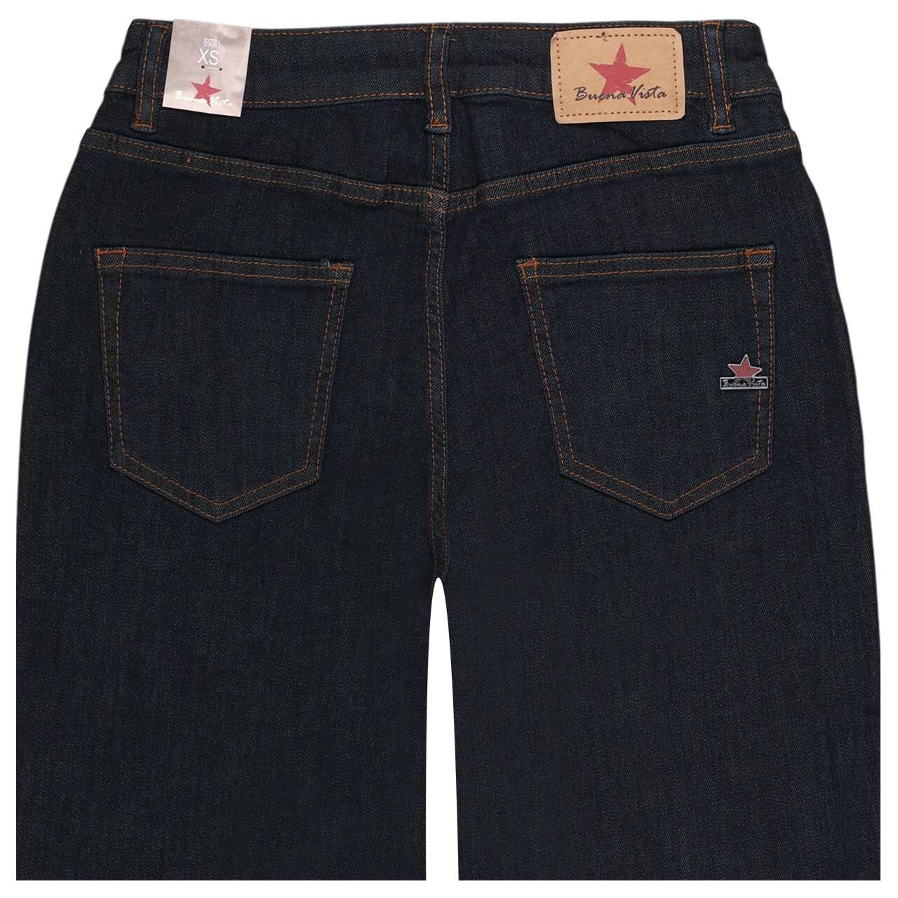 Stretch Damenjeans Straight Pants von Buena Vista in Dunkelblau, detaillierte Rückansicht