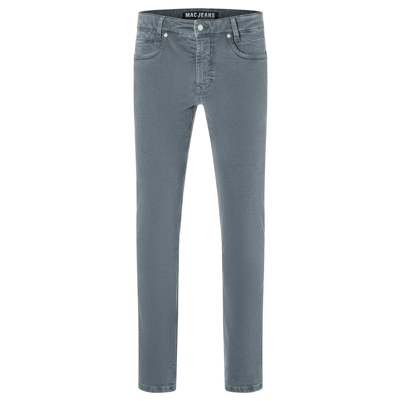 Stretch Herrenjeans Arne Pipe Driver von MAC in Grau-Blau angewaschen, Vorderansicht