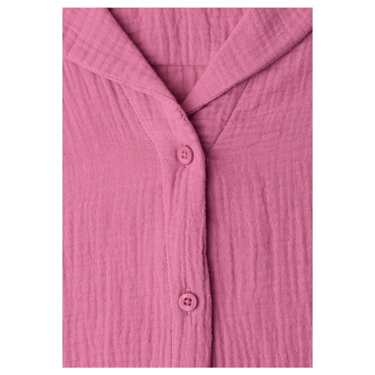 Street One Damen Kurzarm Bluse Musselin Bowling Collar blush berry