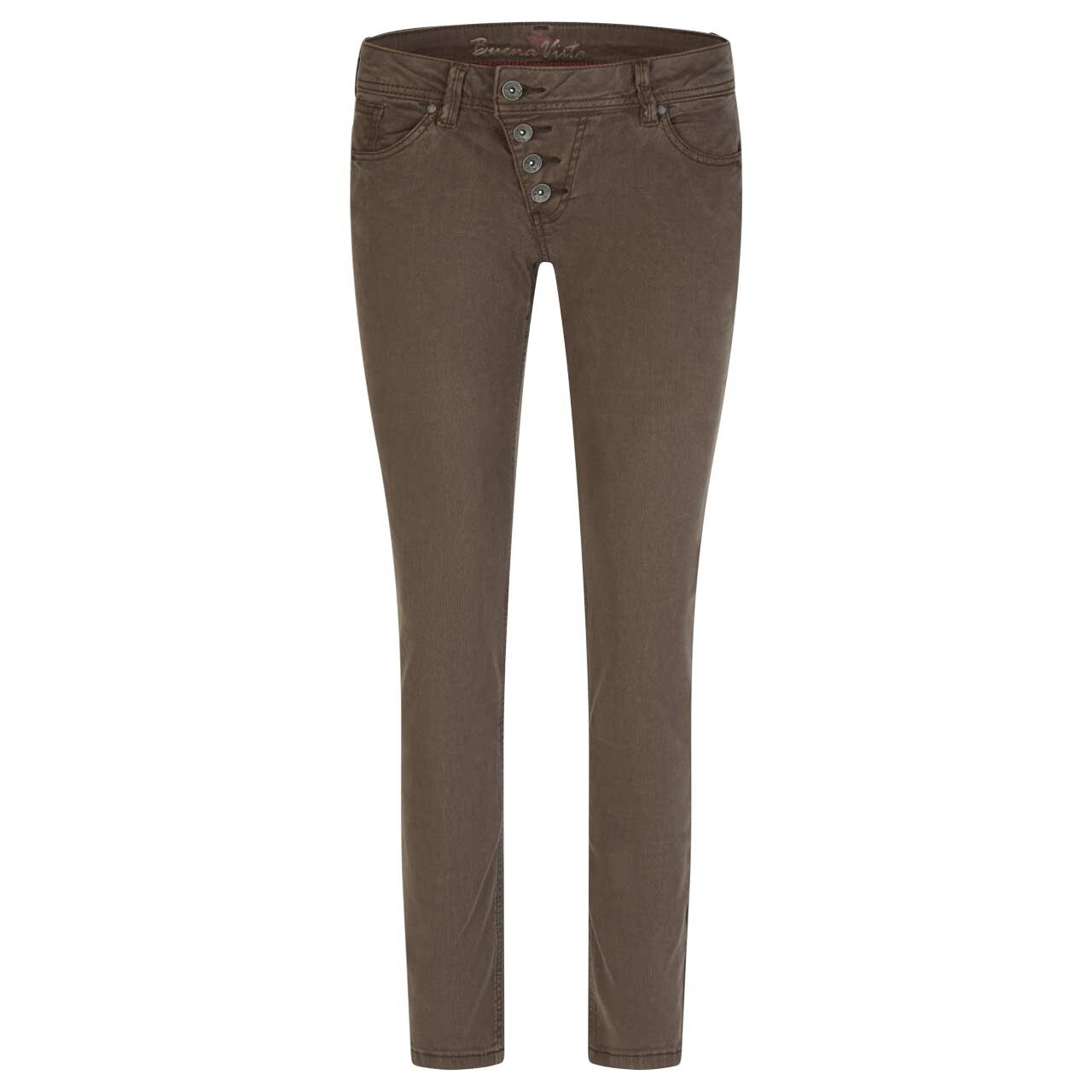 Damen Ankle Baumwollhose Malibu Cropped Stretch Twill von Buena Vista in Dunkelbraun, Vorderansicht
