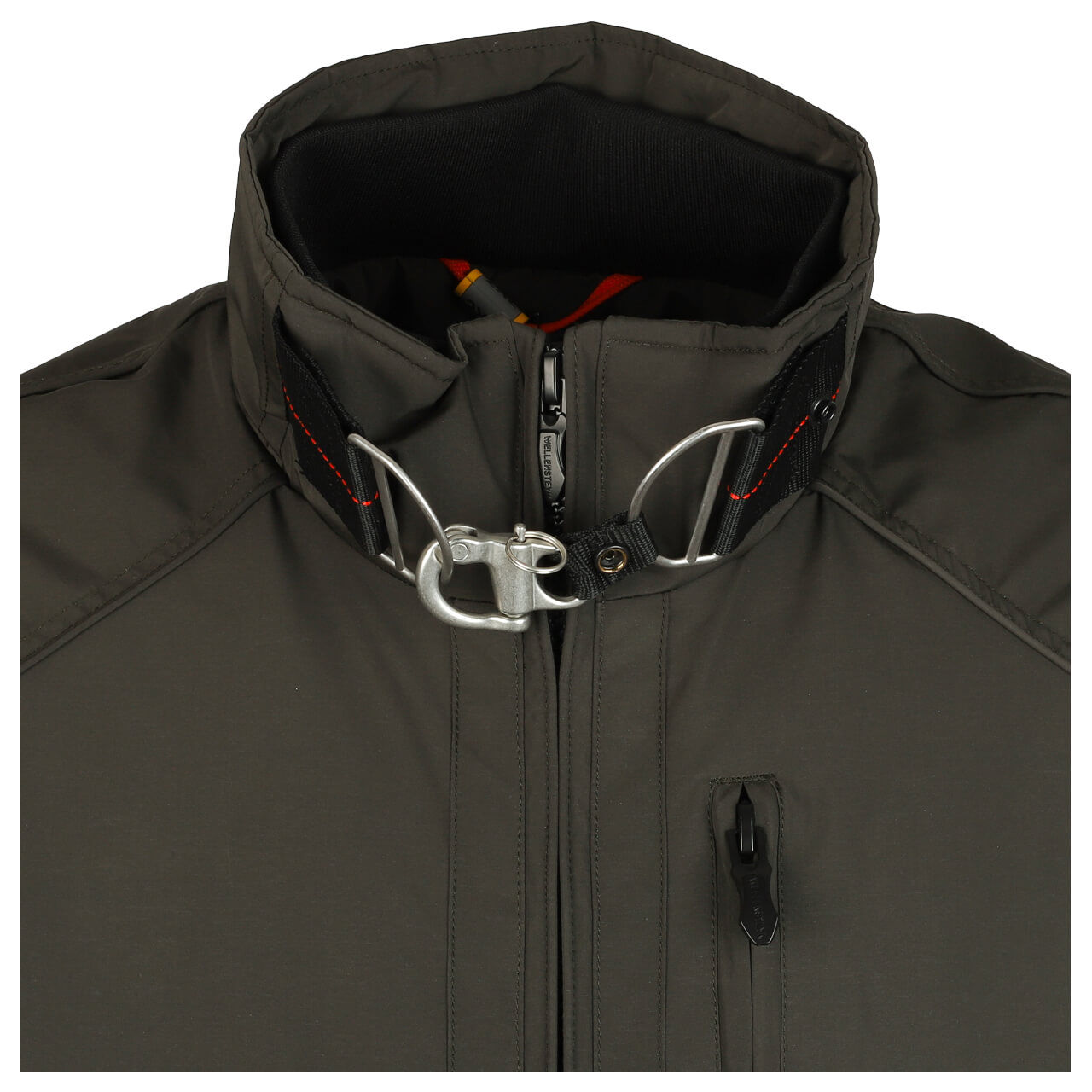 Herren Jacke Bogart B-52 von Wellensteyn in Olivgrün, Detailansicht Kragen