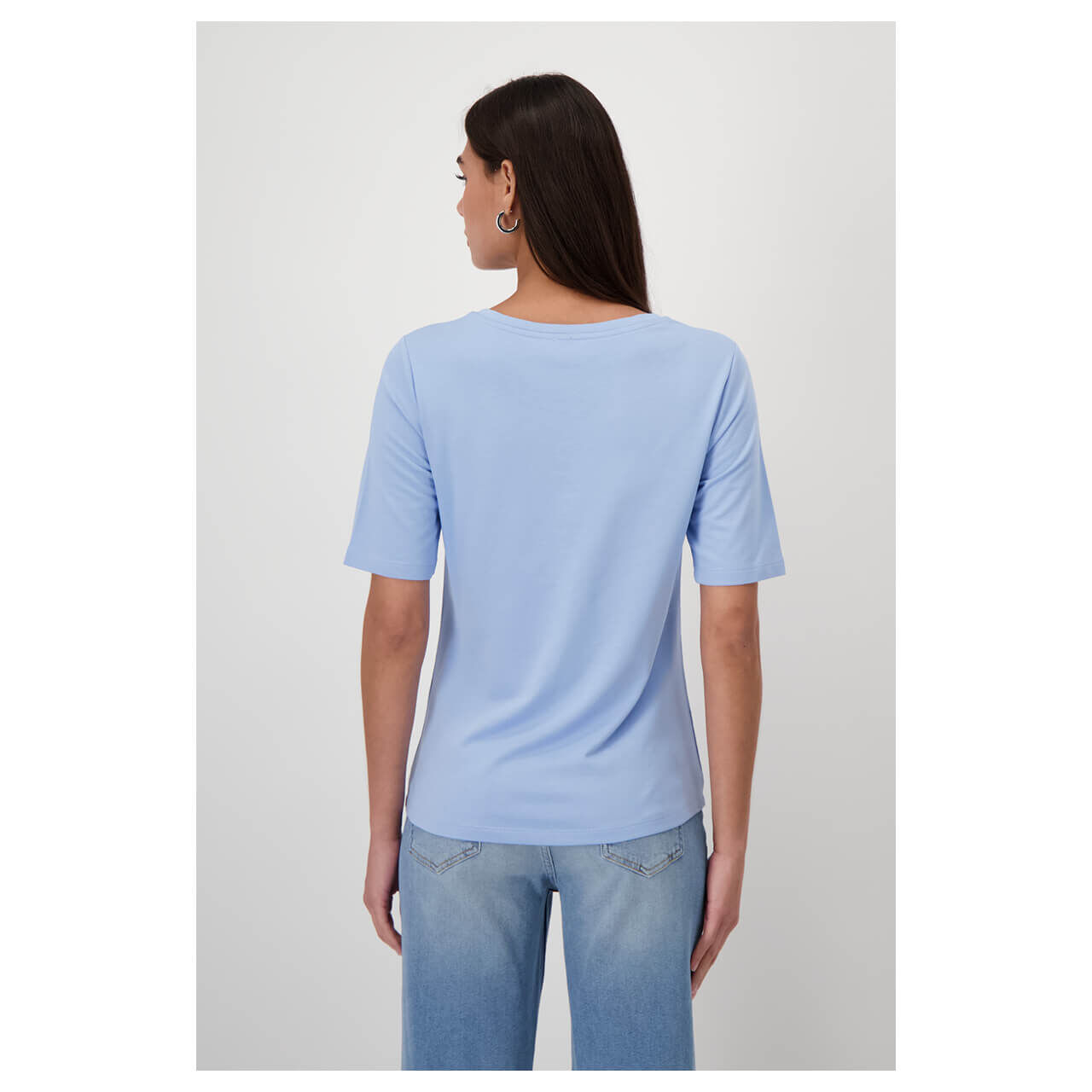 Monari Damen T-Shirt light blue glitter