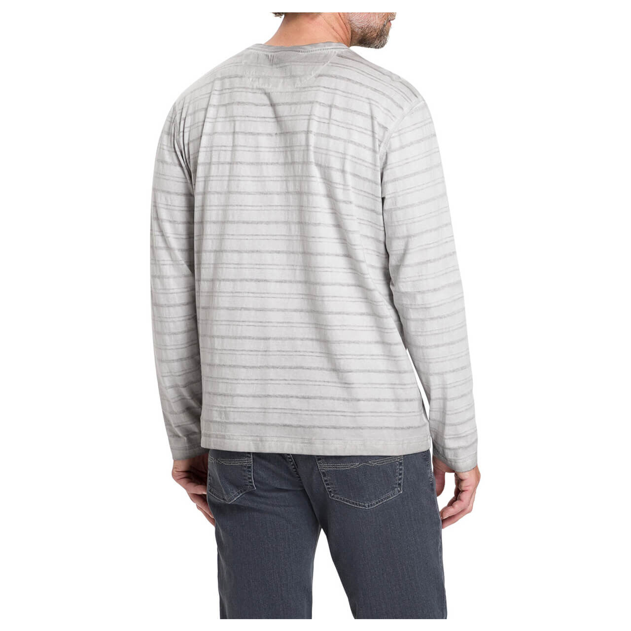 Pioneer Herren Langarm Shirt grey washed stripes