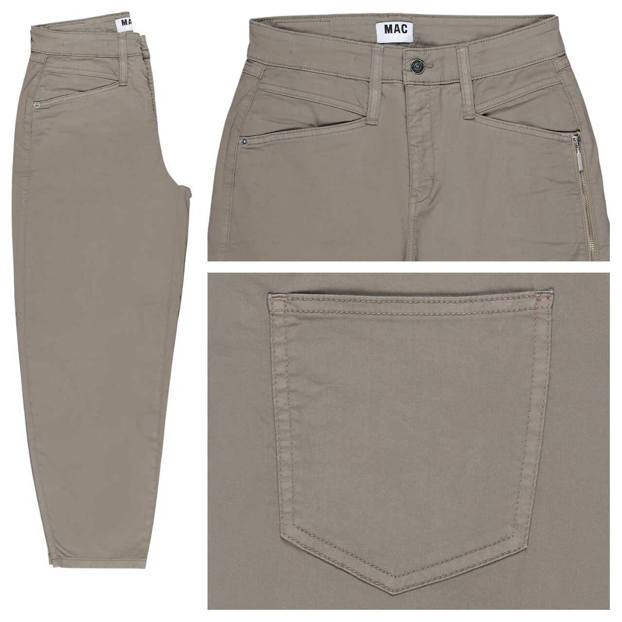 MAC Bora 7/8 Baumwollhose mat green antique zip