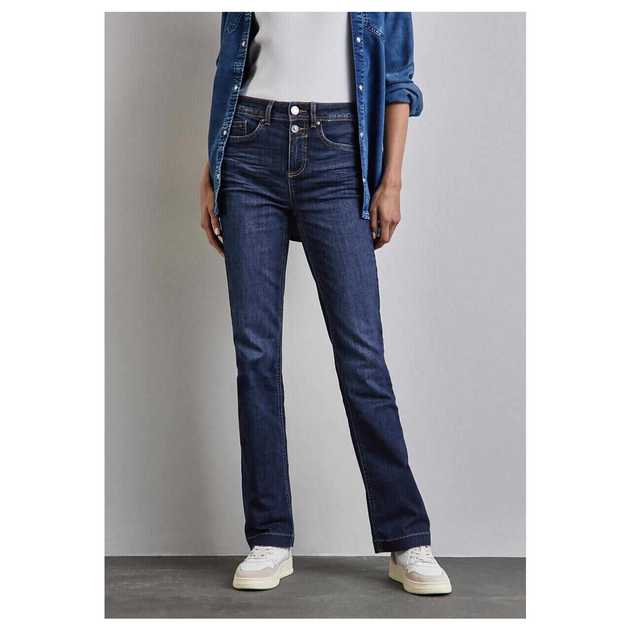 Street One Bootcut Jeans dark indigo slightly washed