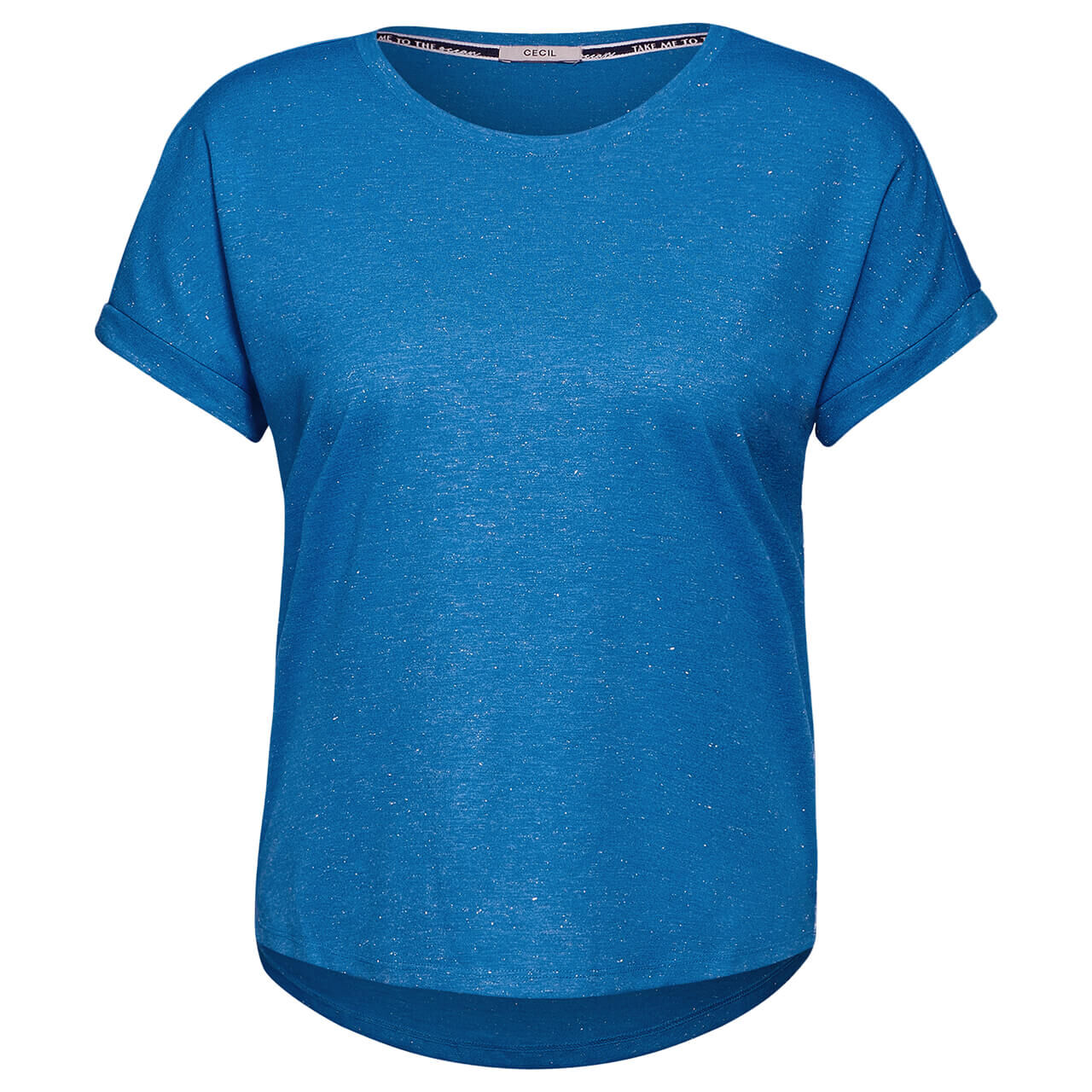 Cecil Damen T-Shirt Solid Lurex azure blue melange