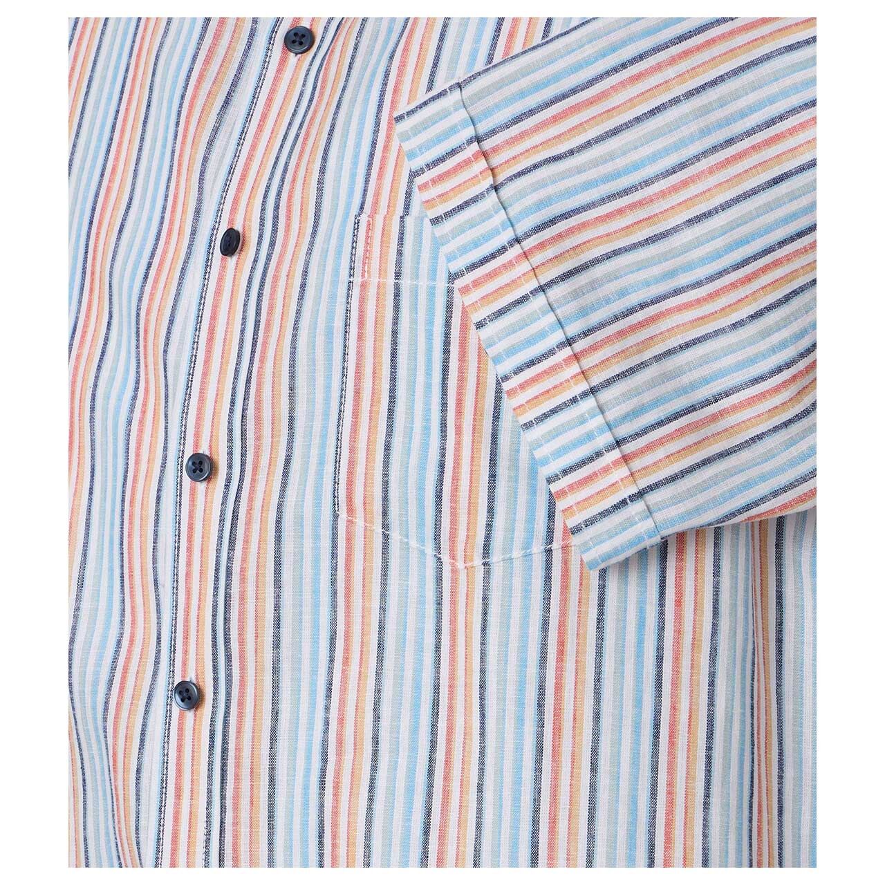 Herren Kurzarm Hemd von Casa Moda in Türkis gestreift, Detailansicht Ärmel