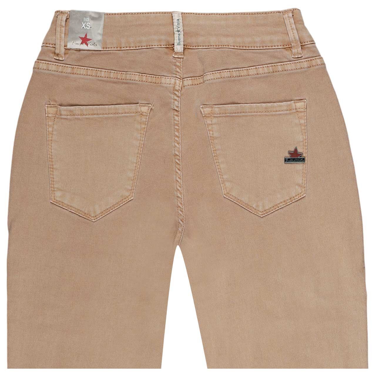 Damen Baumwollhose Italy V 7/8 Stretch Twill von Buena Vista in Hellbraun, detaillierte Rückansicht