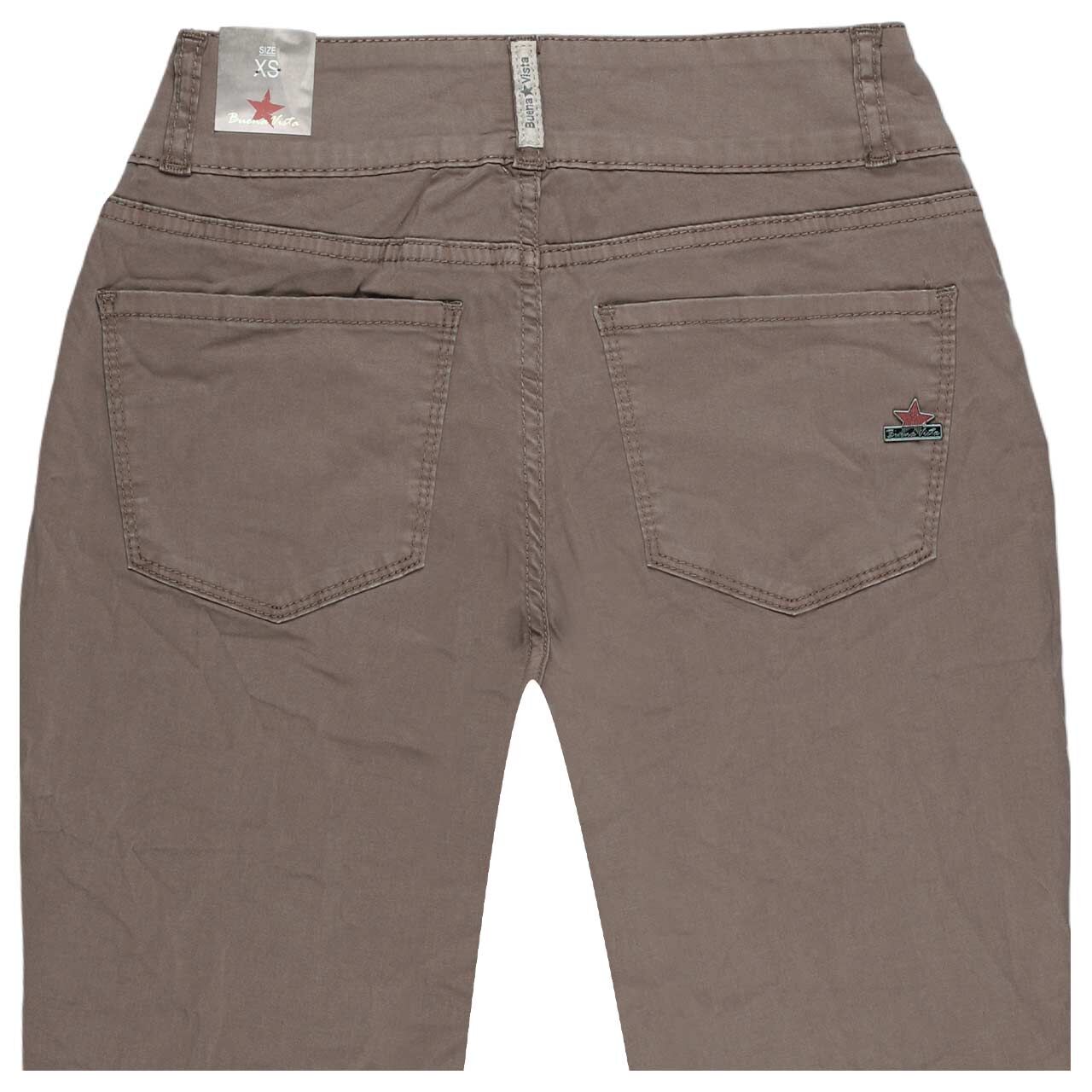 Damen Baumwollhose Tummyless Stretch Twill von Buena Vista in Grau-Braun, detaillierte Rückansicht