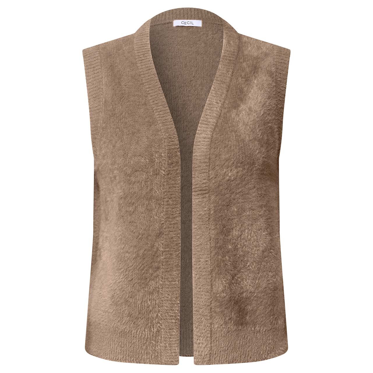 Cecil Damen Strickweste Open Feather Yarn Vest creamy mocha